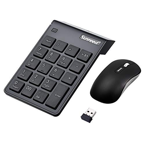 USB Numeric Keypad & Mouse Combo, Sunreed 2.4G Wireless Mini Number Pad Keyboard with Power Switch for Laptop Computer PC Notebook, Just One USB Port