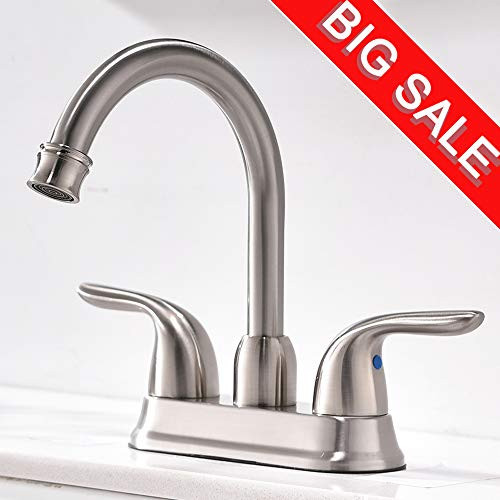 VCCUCINE Modern Commercial Vanity Two Handle Lavatory Brushed Nickel Bathroom Sink Faucet,Bathroom Faucets Without Pop Up Drain
