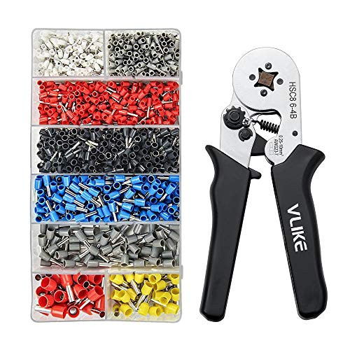 Ferrule Crimper Pliers Set VLIKE Wire Crimping Tool Kit w/ 1200 Terminal Connector Sleeves | Electricians, Contractors, Repair Support | Ferrule Crimper Pliers for Stripper, Wiring Projects