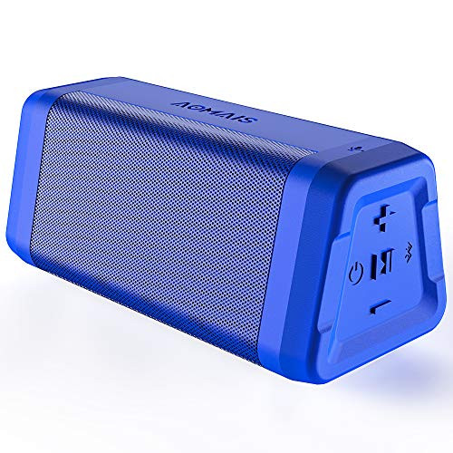 AOMAIS Real Sound Portable Bluetooth Speakers Loud Bass 24H Playtime IPX5 Waterproof 100ft Range Built-in Mic, Wireless Stereo Pairing Speakers Outdoor, Travel Blue