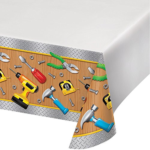 Creative Converting 322297 Border Print Plastic Tablecover, 54" x 102", Handyman