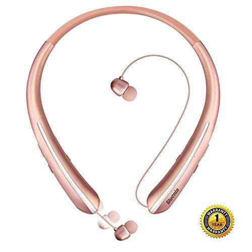 Bluenin BBH-919S Bluetooth Headphones Wireless Retractable Headset Neckband Stereo Earbuds in Ear Sweatproof Noise Cancelling Earphones with Mic (Rose Gold) Bluenin BBH-919S Bluetooth Headphones Wireless Retractable Headset Neckband Stereo Earbuds in Ear Sweatproof Noise Cancelling Earphones with Mic (Rose Gold)