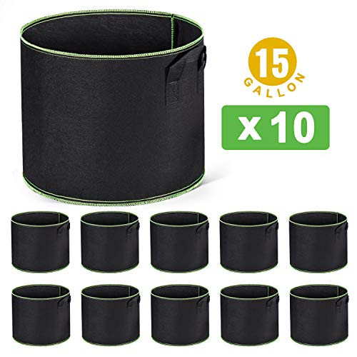 Delxo 10-Pack 15 Gallon Grow Bags Heavy Duty Aeration Fabric Pots Thickened Nonwoven Fabric Pots Plant Grow Bags with Handles Delxo 10-Pack 15 Gallon Grow Bags Heavy Duty Aeration Fabric Pots Thickened Nonwoven Fabric Pots Plant Grow Bags with Handles