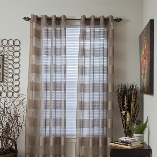 Bedford Home Sofia Grommet Single Curtain Panel, 95-Inch, Taupe
