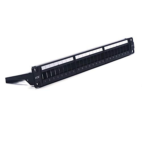 VCE Blank Patch Panel, Wallmount or Rackmount 24-Port Keystone Jack Blank Patch Panel Cord Management with Back Bar for RJ45 USB HDMI Cat6/Cat5E/Cat5 Keystone