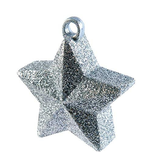 Silver Glitter Star Balloon Weight | Party Decor | 12 Ct.