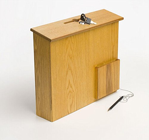 FixtureDisplays Box, Collection Donation Charity, Suggestion, Fund-raising, Medium Oak MDF 104085-MO