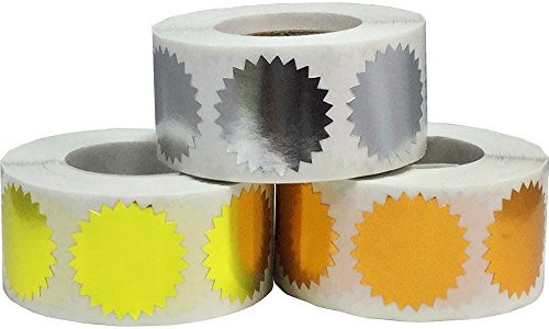 Envelope Package Seals Serrated Edge Color Coding Labels Bulk Pack Certificate Award Stickers 3 Different Colors 1 Inch Round 1,500 Total Adhesive Stickers