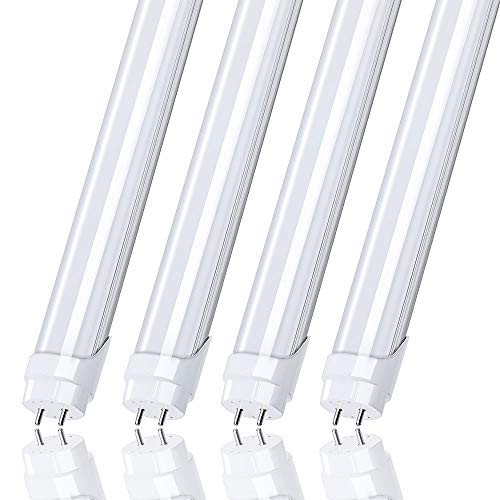 CNSUNWAY LIGHTING 4FT T8 LED Light Tube, 22 Watts, 6000K, 2400 Lumens, Dual-End Powered, Ballast Bypass, Frosted Cover, T8 T10 T12 Fluorescent Light Bulbs Replacement - 4 Pack