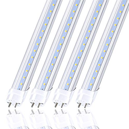 CNSUNWAY LIGHTING T8 T10 T12 LED Light Tube 4FT,22W (45W Equiv.), Dual-End Powered, Ballast Bypass, F48T8 Fluorescent Replacement, 2400 Lumens, 6000K Cool White, Clear Cover,T8 LED Bulbs-4 Pack