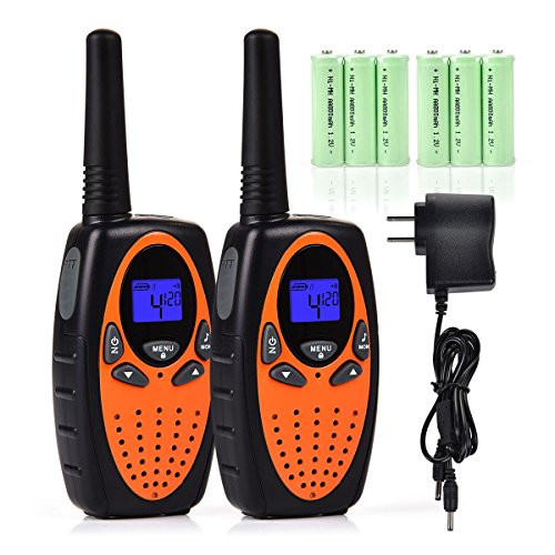 Swiftion Handheld Kids Walkie Talkies Rechargeable 22 Channel 0.5W FRS/GMRS Walky Talky for Kids 2 Way Radios (Orange, Pack of 2)