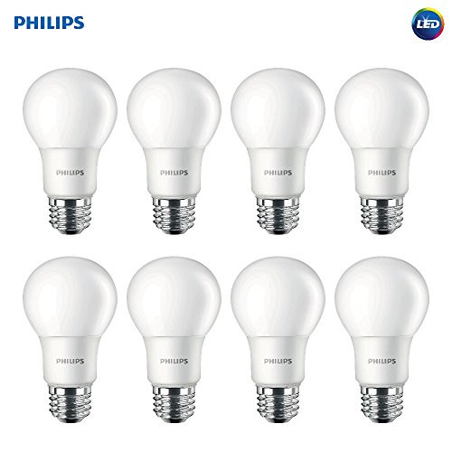 Philips LED Non-Dimmable A19 Frosted Light Bulb: 1500-Lumen, 5000-Kelvin, 14-Watt (100-Watt Equivalent), E26 Medium Screw Base, Daylight, 8-Pack