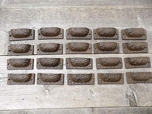 20 CAST Iron Brown 3" Ornate PULLS Drawer Cabinet BIN Handles Rustic Vintage