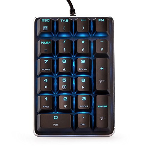 Qisan Mechanical Numeric Keypad GATERON Red Switch Wired Ice Blue Backlight Gaming Keypad 21 Keys Mini Numpad Portable Keypad Extended Layout Black Magicforce