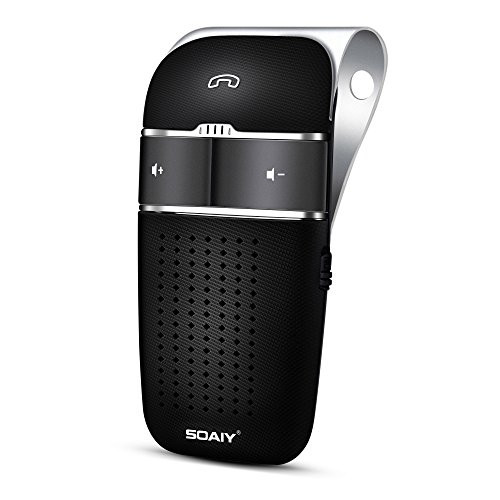 SOAIY S-32 Voice Command Hands-Free Bluetooth in-car Speakerphone, Wireless Bluetooth Car Kit for Safely Driving with Shake Power On Function
