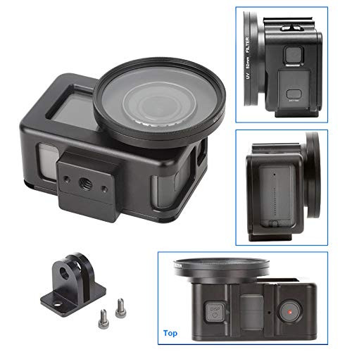 LICHIFIT Protection Frame Cage Case Housing Shell Aluminium Alloy with 52mm UV Lens and Hot Shoe for DJI Osmo Action Camera