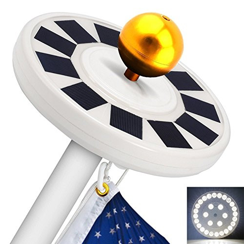 TOTOBAY 30 LED Solar Power Flag Pole Lights, Upgraded Version} Weatherproof Flagpole Downlight for Most 15 to 25 Ft Auto On/Off Night Lighting- Eco-Friendly and Energy-Saving