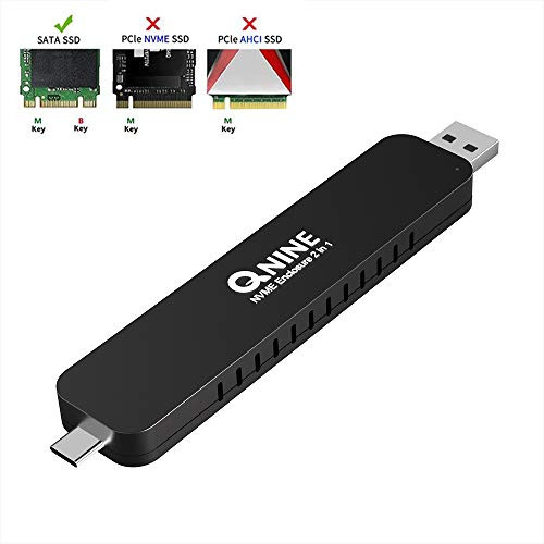 QNINE 2 in 1 NVME Enclosure, No Cable Needed, Based on JMS583 10 Gbps USB 3.1 Gen 2 to PCIe Gen 3 x2 Bridge Chip, NVME Enclosure for Samsung 960 970 EVO PRO WD Black NVME SSD