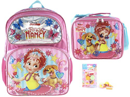 Fancy Nancy"Pretty Butterfly" 16" Backpack and Matching Insulated Lunch Bag PLUS Fancy Pastry Eraser Pack