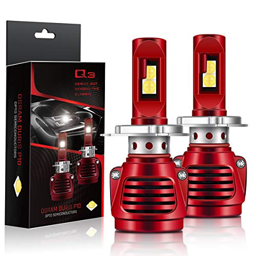 H4 LED Headlight Bulb with Osram LED Chips, Rigidhorse 9003 HB2 6500K 8000LM Universal Fitment Headlight Conversion Kit hi/lo Beam Fog Driving Lights With Fan All-in-One Built-in Driver