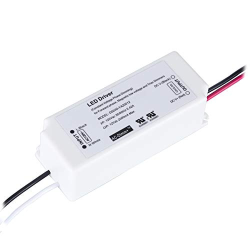 (UL Listed) Dimmable LED Driver 12V 24W IP67 Waterproof Power Supply, Constant Voltage Transformer Triac Dimming, Work with Wall Dimmer, 120V AC Line Dimming for LED Strip Light, Under Cabinet