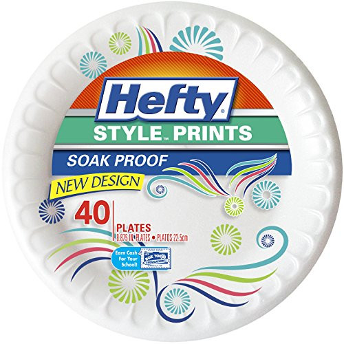 Hefty Style Prints Large Round Foam Disposable Plates - 8 Packages of 40 Plates (320 Total)
