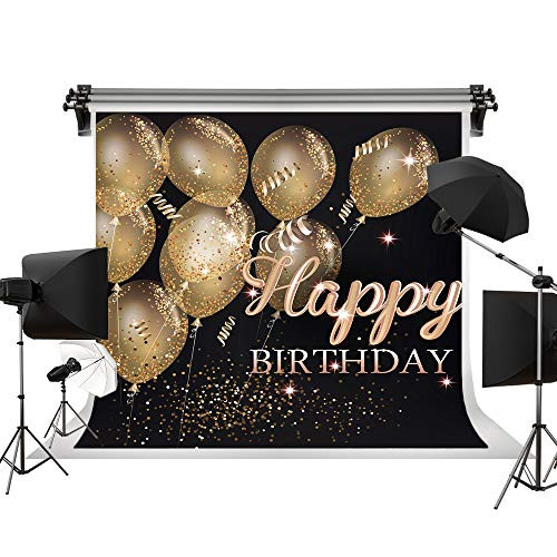 Kate 7x5ft/2.2m(W) x1.5m(H) Happy Birthday Backdrop Golden Balloons Backdrops Gold Black Backgrounds Birthday Celebration Backdrop Props