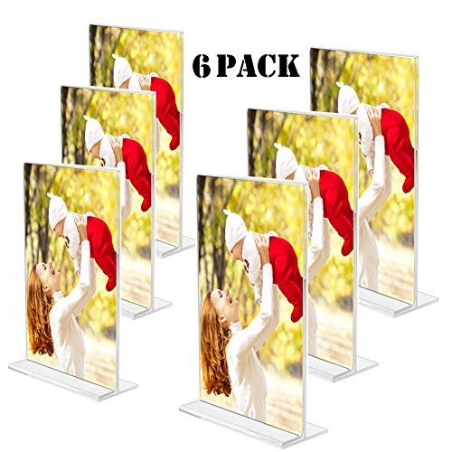 Sooyee 6 Pack 8.5 x 11 Acrylic Sign Holder,Ad Frame Double Sided,Menu Card Holder,T Shape Table Top Display Stand for Restaurants,Office,School, Photo Frames,Promotions