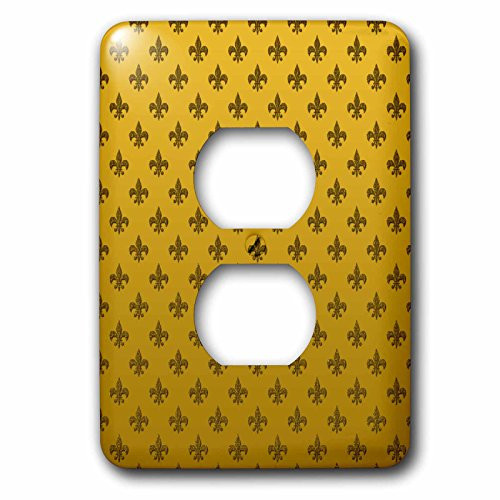 3dRose lsp_62951_6 Gold on Gold Fleur De Lis Pattern  2 Plug Outlet Cover