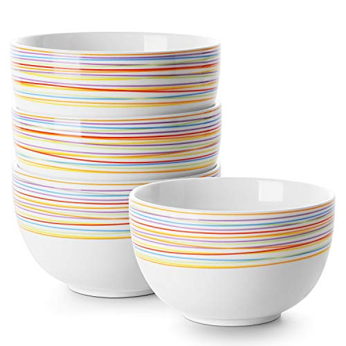 DOWAN Porcelain Bowls, 30 Oz Porcelain Bowl for Cereal, Soup, Ramen, Rice Bowls, Bowl Set of 4, Rainbow Bowls DOWAN Porcelain Bowls, 30 Oz Porcelain Bowl for Cereal, Soup, Ramen, Rice Bowls, Bowl Set of 4, Rainbow Bowls