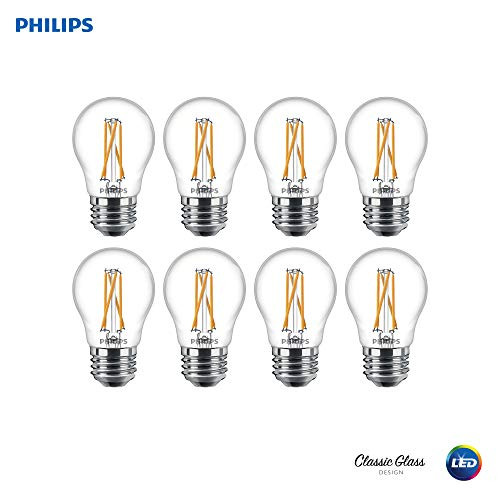 Philips 536649 LED Dimmable A15 Clear Filament Glass Light Bulb with Warm Glow Effect: 500-Lumens, 2700-2200 Kelvin, 5.5 (60-Watt Equivalent), E26 Medium Screw Base, 8 Pack, Piece