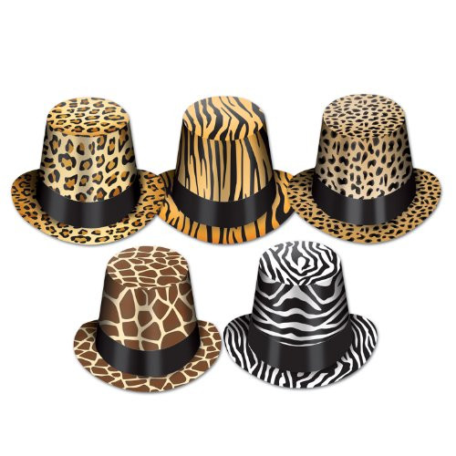 Beistle 25 Animal Print Hi-Hats, Multicolored