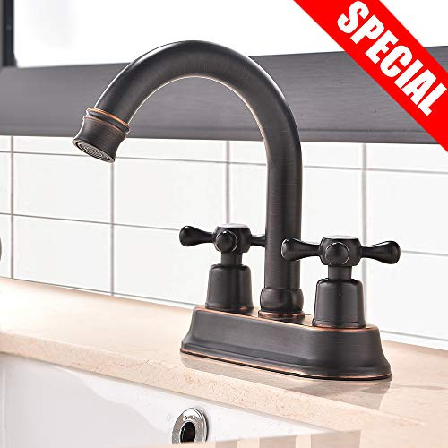 VAPSINT Commercial Two Handles Stainless Steel Centerset Lavatory Vanity Oil Rubbed Bronze Bathroom Faucet,Two Handles Bathroom Faucet Without Pop Up Drain