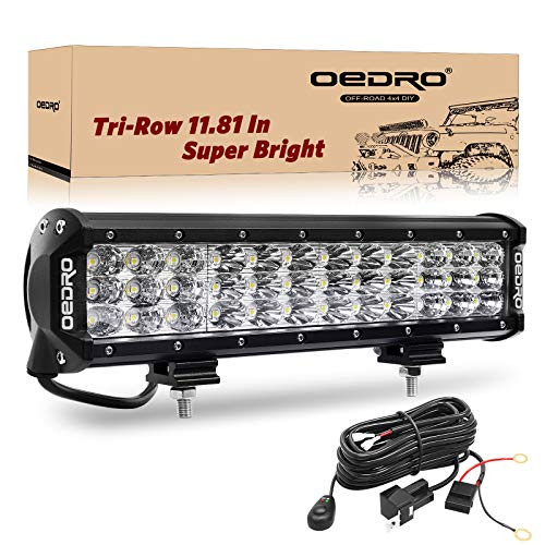 OEDRO LED Light Bar 12 Inch 180W LED Work Light Spot Flood Combo Beam Triple Rows Driving Fog Lights w/Wiring Harness Compatible for Off Road Truck Car Jeep Boat SUV ATV UTV Pickup OEDRO LED Light Bar 12 Inch 180W LED Work Light Spot Flood Combo Beam Triple Rows Driving Fog Lights w/Wiring Harness Compatible for Off Road Truck Car Jeep Boat SUV ATV UTV Pickup