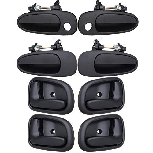 OCPTY Door Handles Exterior Interior Front Rear Driver Passenger Side Replacement fit 1994-1997 Toyota Corolla Outside Inside Door Handles Texture Black(8pcs)