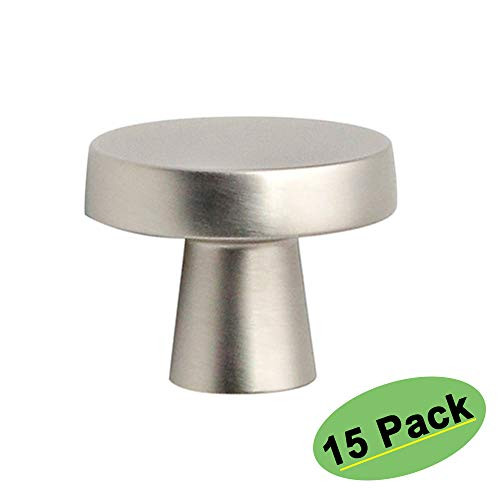 homdiy Cabinet Knobs Round Drawer Knobs Brushed Nickel Cabinet Door Knobs Mushroom Knobs 15 Pack - LS5310SNB Drawer Pulls Kitchen Cabinet Hardware Modern Cabinet Handles for Dresser Drawers