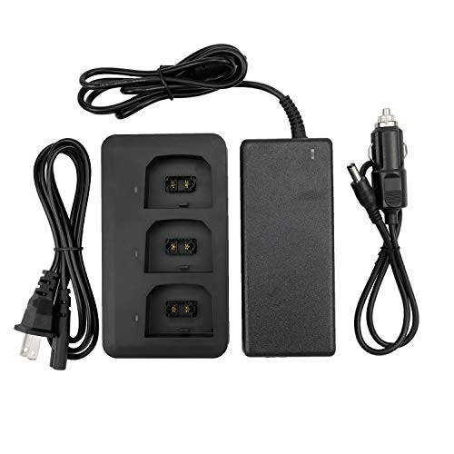 Rantow 3 Ports Battery Charger Hub Charging Station Intelligent Car Charger Adapter for Parrot Anafi Drone with Power Adapter and Car Adapter