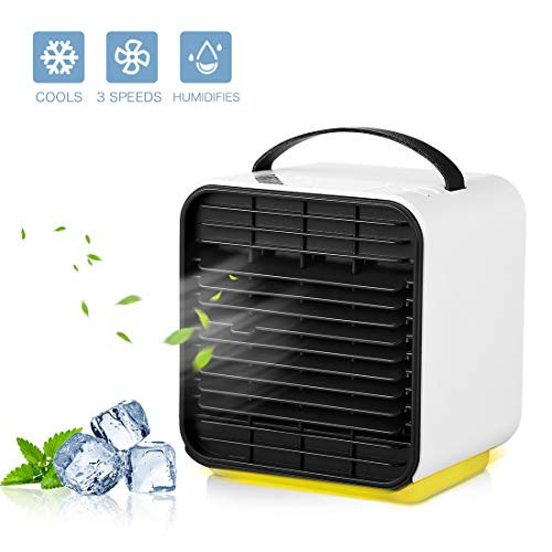 oneisall Portable Air Conditioner Cooler Fan, Personal Space Air Cooler, Humidifier, Purifier 3 in 1 Evaporative Cooler, USB Rechargeable Mini Cooling Desktop Fan with LED Light, 3 Speeds (White) oneisall Portable Air Conditioner Cooler Fan, Personal Space Air Cooler, Humidifier, Purifier 3 in 1 Evaporative Cooler, USB Rechargeable Mini Cooling Desktop Fan with LED Light, 3 Speeds (White)