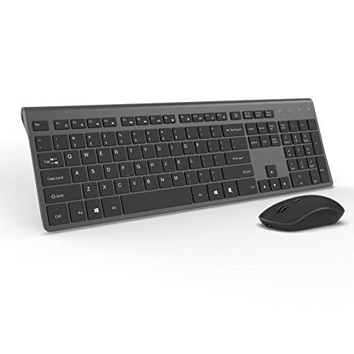 Wireless Keyboard and Mouse Combo-J JOYACCESS Portable Ergonomic Keyboard and Mouse with Rechargeable Batteries,2.4GHz Stable Connection,Silent Mouse for Desktop and Laptop-Black