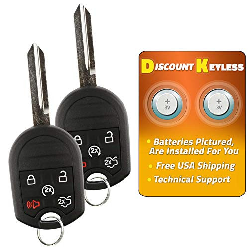 Discount Keyless Replacement Uncut Car Remote Fob Key Combo Compatible with Ford Flex CWTWB1U793 (2 Pack)