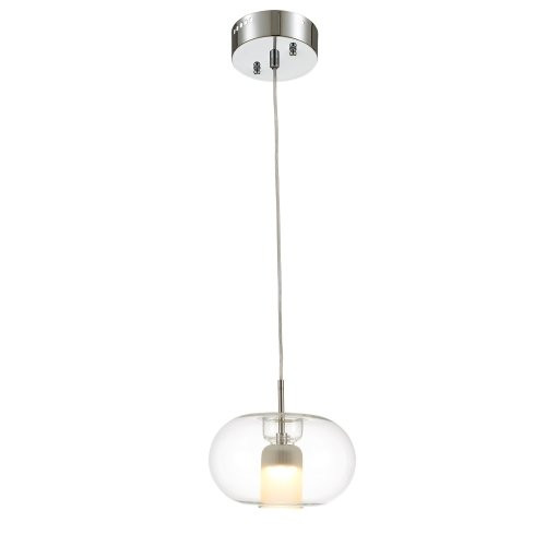 Ohr Lighting Modern Pendant Light Fixture Glass Round Shade Brushed Nickel Clear LED