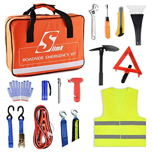 SlimK Auto Emergency Kit Multipurpose Emergency Pack - Heavy Duty Automotive Roadside Assistance - The Ultimate All Season Solution