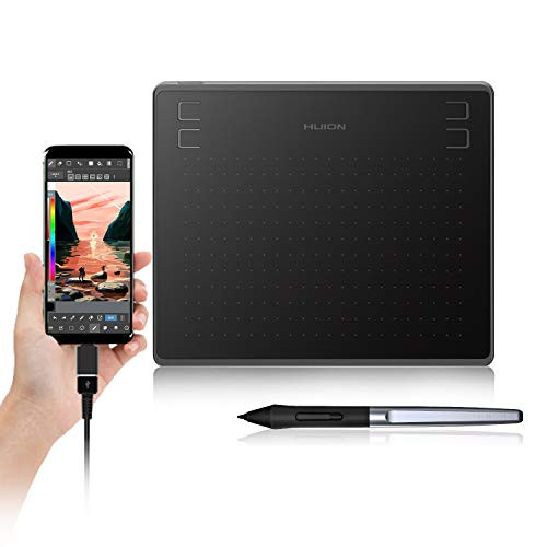 Huion HS64 Digital Graphics Drawing Tablet with Battery-Free Stylus and 4 Express Keys, 8192 Pressure Sensitivity, Compatible with Mac, PC or Android Mobile