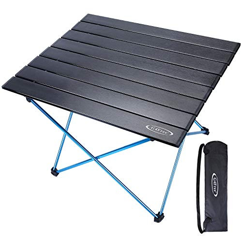 G4Free Portable Camping Table Aluminum Folding Table Compact Roll Up Tables with Carrying Bag for Outdoor Camping Hiking Picnic(Black Medium)