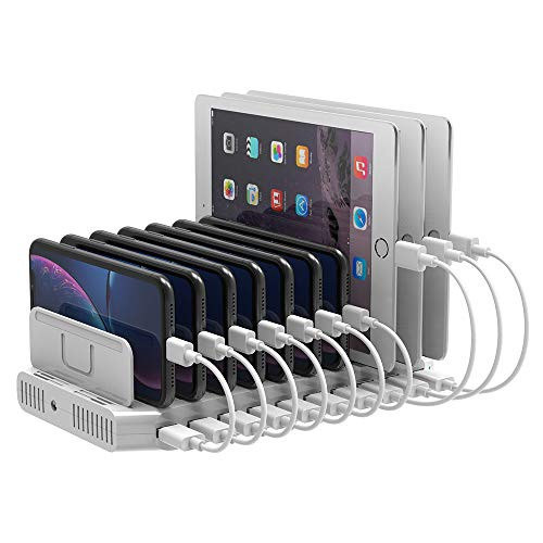 UNITEK 10-Port USB Charging Station for Multiple Device, Adjustable Dividers Charging Station Dock 60W Fast USB Charger with Quick Charge 2.0 and SmartIC, iPhone iPad Tablet Organizer Stand for School UNITEK 10-Port USB Charging Station for Multiple Device, Adjustable Dividers Charging Station Dock 60W Fast USB Charger with Quick Charge 2.0 and SmartIC, iPhone iPad Tablet Organizer Stand for School