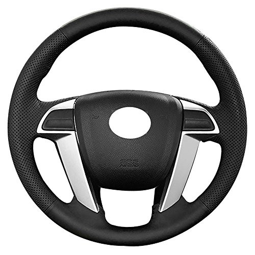 Eiseng DIY Genuine Leather Steering Wheel Cover Wraps for 8th 2008 2009 2010 2011 2012 Honda Accord/for 2011-2016 Odyssey/for 2009-2015 Pilot Stitch on Wrap 15 inches Black Thread