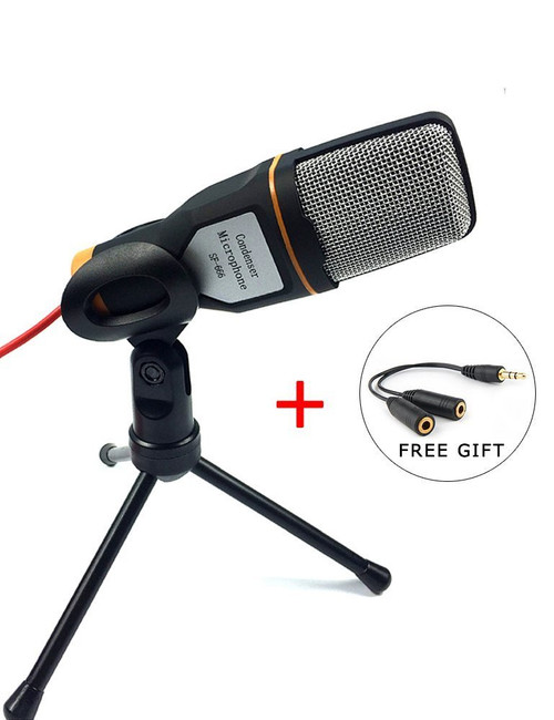 SunJet Condenser Microphone with Tripod Stand for PC Laptop Computers Sound Studio Podcast Recording , Perfect for Chatting Skype MSN
