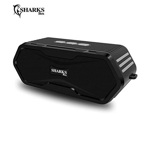 SHARKSBox Bluetooth Speaker 4.0 with Waterproof IP67,Portable Speaker Loud Stereo Sound 66-Foot Bluetooth Range & Built-in Mic, Dual-Driver Rich Bass Portable Wireless Speaker