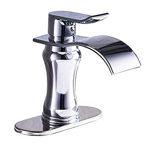 BWE Waterfall Single Handle Chrome Bathroom Sink Vessel Faucet Lavatory Mixer Taps