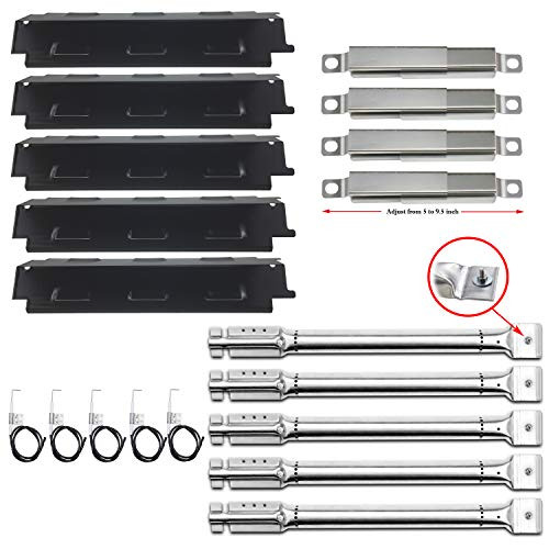 Hisencn Grill Replacement Parts Grill Burner, Heat Plate Tent Shield, Adjustable Crossover Tubes, Ignitor Repair kit for Charbroil 6 Burner 463230515, 463230514 Gas Grill Models, g431-0300-w2a Hisencn Grill Replacement Parts Grill Burner, Heat Plate Tent Shield, Adjustable Crossover Tubes, Ignitor Repair kit for Charbroil 6 Burner 463230515, 463230514 Gas Grill Models, g431-0300-w2a
